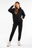 Vengeance Outlet Kapşonlu Kadın Siyah Renkli 2 Iplik Polarlı Eşofman Takımı thumbnail 1