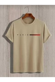 KOZİA OUTDOORS malkoçbey kısa çizgi paris baskılı oversize unisex basic t-şhirt thumbnail 8