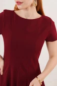 Önden Dikiş Detaylı Çan odel Bordo Elbise thumbnail 4