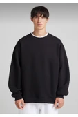 Behalf Impavido Pamuklu Unisex Oversize Basic Beyaz Bisiklet Yaka Sweatshirt thumbnail 1