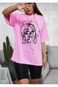KOZİA OUTDOORS malkoçbey kadın yüz  figür detaylı basic oversize unisex  t-şhirt thumbnail 7