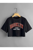 arıkoğlu kumaşçılık Brooklyn 1898 New York Baskılı Crop Oversize Penye T-shirt Tişört thumbnail 1