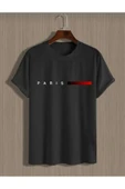 KOZİA OUTDOORS malkoçbey kısa çizgi paris baskılı oversize unisex basic t-şhirt thumbnail 4