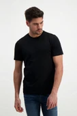 Lafarque Erkek Siyah Bisiklet Yaka Slim Fit Basic T-shirt thumbnail 2