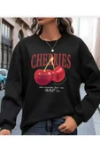 KOZİA OUTDOORS CHERRY baskılı oversize unisex basic sweatşhirt thumbnail 2
