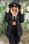 blackbonds Kadın su rüzgar gecirmez Şişme Mont Siyah Renk Kapüşonlu Ön Cepli thumbnail 1