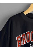arıkoğlu kumaşçılık Brooklyn 1898 New York Baskılı Crop Oversize Penye T-shirt Tişört thumbnail 4