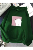 KOZİA OUTDOORS malkoçbey white bear baskılı kapüsonlu oversize unisex swetşhirt thumbnail 2