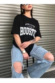 KOZİA OUTDOORS malkoçbey houston baskılı oversize unisex basic t-şihirt thumbnail 1