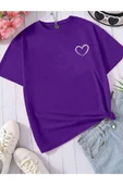 KOZİA OUTDOORS Kalp Baskılı Oversize Unisex Pamuklu Basic Tişört thumbnail 1