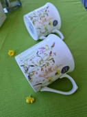 İrlanda Porseleni Nutmeg Bone China Kemik Porselen Sarı Papatya Çiçek Desenli Kupa/Mug thumbnail 5