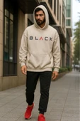 KOZİA OUTDOORS BLACK kapüşonlu baskılı oversize erkek sweaşhirt thumbnail 7