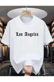 KOZİA OUTDOORS malkoçbey los angeles baskılı oversize unisex basic o yaka t-şhirt thumbnail 1