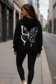 KOZİA OUTDOORS vengeance sırt kelebek baskılı oversize unisex kapüşonlu swetşhirt thumbnail 2