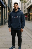 KOZİA OUTDOORS BLACK kapüşonlu baskılı oversize erkek sweaşhirt thumbnail 3