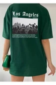 KOZİA OUTDOORS los angeles sırt baskılı o yaka oversize unisex basic t-şhirt thumbnail 4