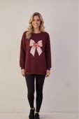 KOZİA OUTDOORS bisiklet yaka kadın fiyonk figürlü kadın oversize sweatshrt thumbnail 9