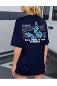 KOZİA OUTDOORS MALKOÇBEY MAVİ SIRT KELEBEK  BASKILI OVERSİZE UNİSEX BASİC T-ŞHİRT thumbnail 8
