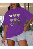 Garalio Renklli kalp oversize tişört GARALİO thumbnail 5