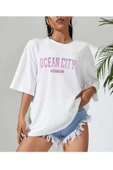 KOZİA OUTDOORS malkoçbey ocean city baskılı oversize unisex basic t-şhirt thumbnail 1