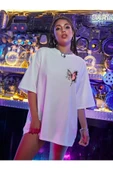 Garalio Marecash Beyaz Kelebek Baskılı Oversize Penye T-shirt thumbnail 4