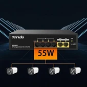 Tenda S106PC 6-Portlu 10/100 Mbps Lite PoE Uplink Switch (4 Port PoE Destekli 55W Toplam Güç) thumbnail 3
