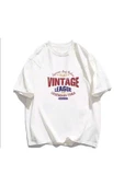 HATCELL Beyaz Vintage Baskılı T-shirt thumbnail 2