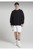 Behalf Impavido Pamuklu Unisex Oversize Basic Beyaz Bisiklet Yaka Sweatshirt thumbnail 2