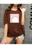 KOZİA OUTDOORS malkoçbey sevimli ayı baskılı oversize basic t-şhirt thumbnail 8