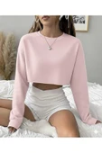 blackbonds bisiklet yaka kadın crop sweatshirt thumbnail 2