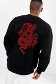 Pasage Arka-ön Dragon Baskılı Siyah Sweatshirt thumbnail 1