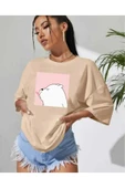 KOZİA OUTDOORS malkoçbey sevimli ayı baskılı oversize basic t-şhirt thumbnail 6