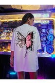 Garalio Marecash Beyaz Kelebek Baskılı Oversize Penye T-shirt thumbnail 1