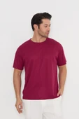 Moda Işık Spor T-shirt Erkek Bordo Renk Baskılı Yuvarlak Yaka thumbnail 6