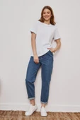 lona fashion Kadın Siyah Ve Beyaz 2'li Paket Bisiklet Yaka Pamuklu Oversize T-shirt Lkr10242 thumbnail 6