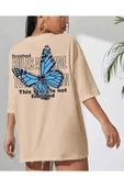 KOZİA OUTDOORS MALKOÇBEY MAVİ SIRT KELEBEK  BASKILI OVERSİZE UNİSEX BASİC T-ŞHİRT thumbnail 9