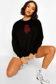 Pasage Arka-ön Dragon Baskılı Siyah Sweatshirt thumbnail 4