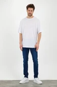JAKARLI Unisex Pamuklu Bisiklet Yaka Beyaz Oversize T-shirt thumbnail 9