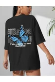 KOZİA OUTDOORS MALKOÇBEY MAVİ SIRT KELEBEK  BASKILI OVERSİZE UNİSEX BASİC T-ŞHİRT thumbnail 3