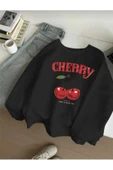 KOZİA OUTDOORS CHERRY baskılı oversize unisex basic sweatşhirt thumbnail 1