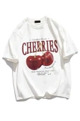 Meyar Red Cherries Baskılı Oversize Unisex Tshirt thumbnail 1