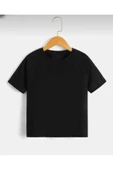 Tünel moda ÇOCUK SADE DÜZ SİYAH TSHİRT thumbnail 1