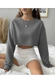 blackbonds bisiklet yaka kadın crop sweatshirt thumbnail 12