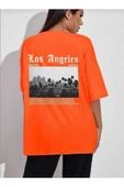 KOZİA OUTDOORS los angeles sırt baskılı o yaka oversize unisex basic t-şhirt thumbnail 8