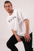 Pasage Oversize Nope Baskılı Beyaz Tshirt thumbnail 6