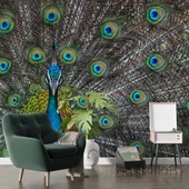 Tavuskuşu ve Tüyü Duvar Kağıdı Baskı thumbnail 6