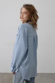Çizgili Tek Cep Gömlek  Bebe Mavisi thumbnail 3