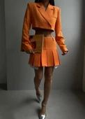 Pileli Etek Crop Ceket Takım thumbnail 1