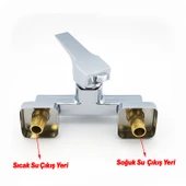 Banyo Bataryası Krom Kaplama Paslanmaz Gövde Seramik Kartuşlu Su Tasarruflu Duvar Tipi Musluk thumbnail 4