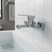 Banyo Bataryası Krom Kaplama Paslanmaz Gövde Seramik Kartuşlu Su Tasarruflu Duvar Tipi Musluk thumbnail 2